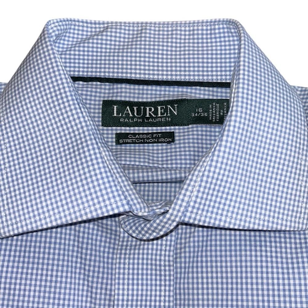Ralph Lauren Mens Blue And White Dress Shirt